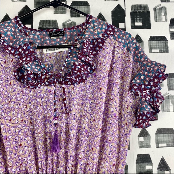 Neiman Marcus / Diane Frez dress - floral ruffle lightweight polyester - Picture 4 of 8